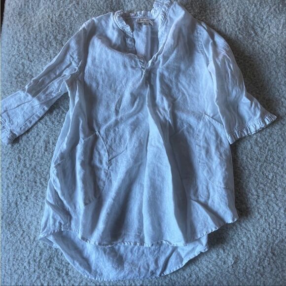 Cynthia rowley xl white linen blouse - Picture 1 of 7
